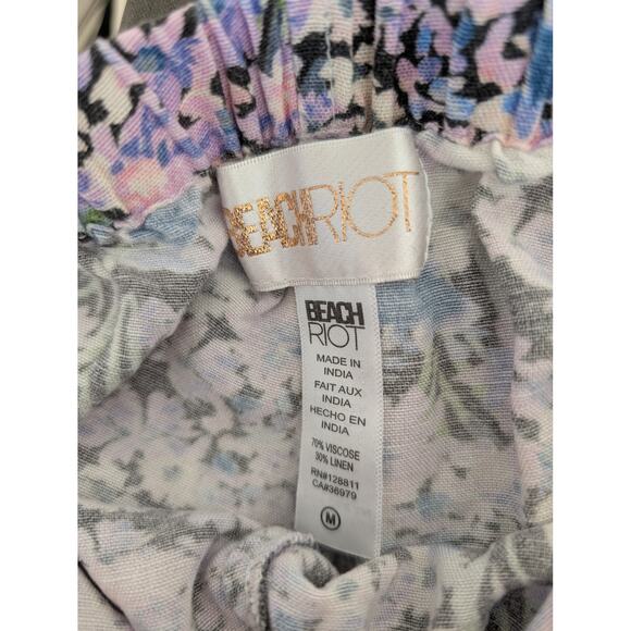 BEACH RIOT Claudia Shorts Swim Cover-up In Black Floral Print Purple Medium $98 - Picture 5 of 9